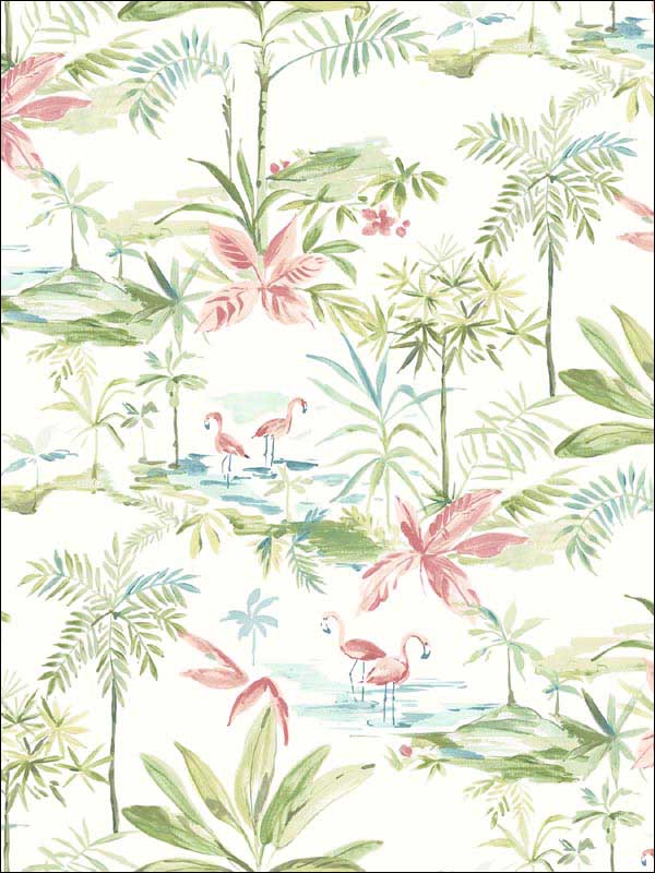 Lagoon Scenic Island fabric in green color - pattern number 3120-12071 - by Chesapeake in the Sanibel collection