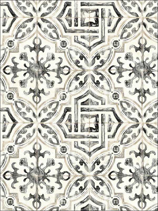 Sonoma Beach Tile fabric in black color - pattern number 3120-12331 - by Chesapeake in the Sanibel collection