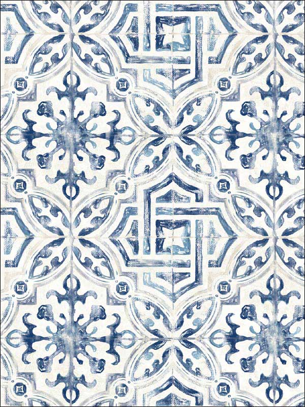 Sonoma Beach Tile fabric in blue color - pattern number 3120-12332 - by Chesapeake in the Sanibel collection