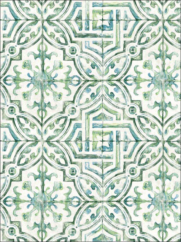 Sonoma Beach Tile fabric in green color - pattern number 3120-12338 - by Chesapeake in the Sanibel collection