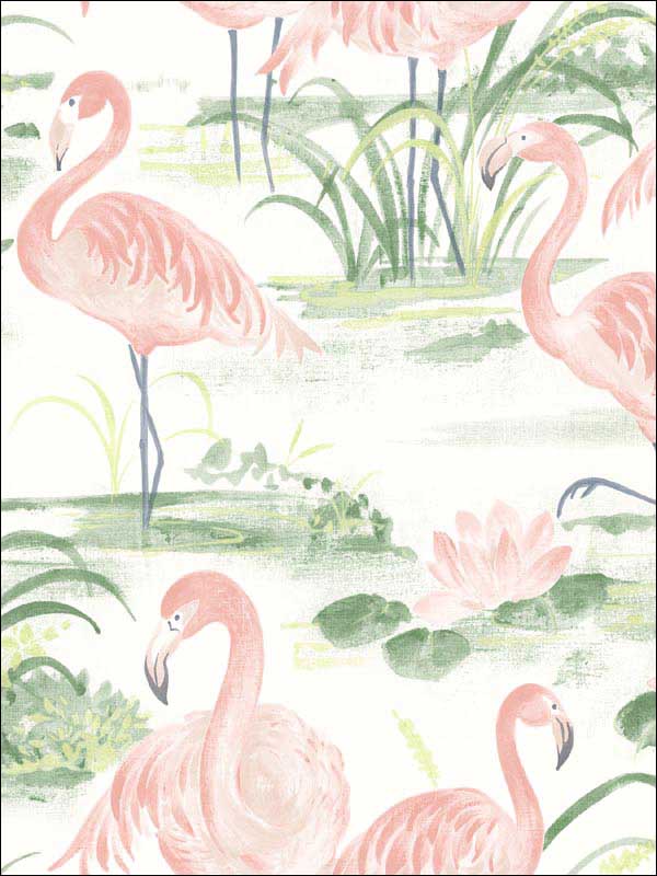 Everglades Flamingos fabric in coral color - pattern number 3120-13601 - by Chesapeake in the Sanibel collection