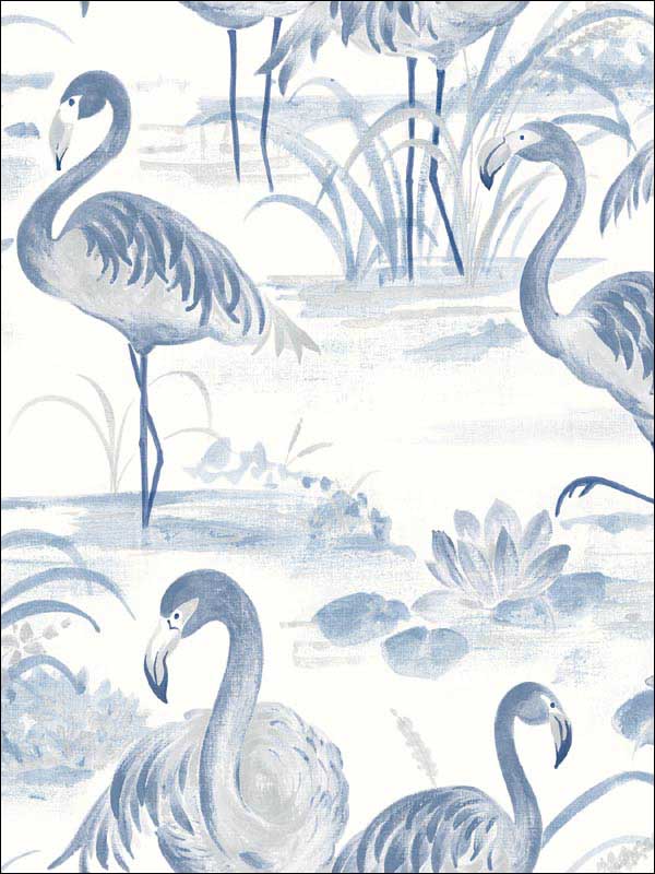 Everglades Flamingos fabric in blue color - pattern number 3120-13602 - by Chesapeake in the Sanibel collection