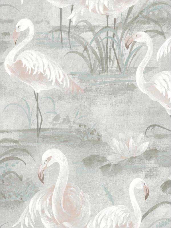 Everglades Flamingos fabric in grey color - pattern number 3120-13603 - by Chesapeake in the Sanibel collection