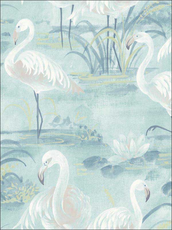 Everglades Flamingos fabric in aqua color - pattern number 3120-13604 - by Chesapeake in the Sanibel collection