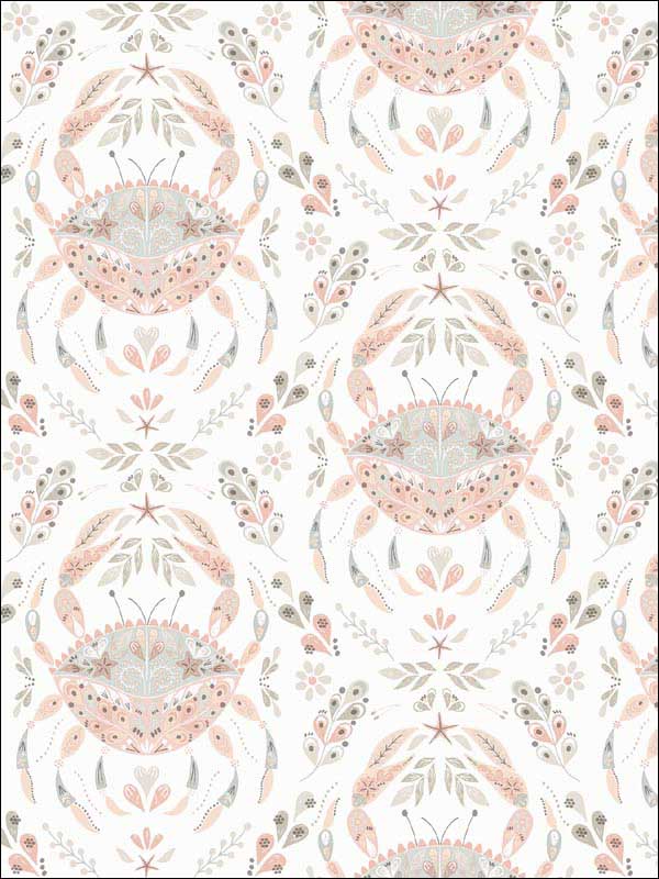 Annapolis Crustation fabric in coral color - pattern number 3120-13641 - by Chesapeake in the Sanibel collection