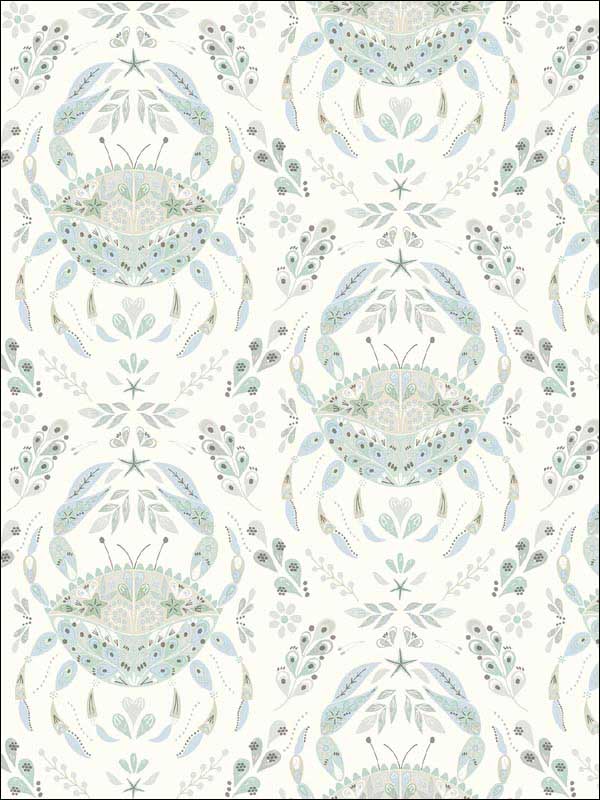 Annapolis Crustation fabric in teal color - pattern number 3120-13642 - by Chesapeake in the Sanibel collection