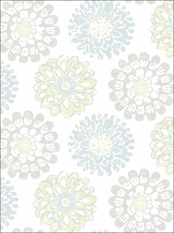 Sunkissed Floral wallpaper in light green color - pattern number 3120-13704 - by Chesapeake in the Sanibel collection