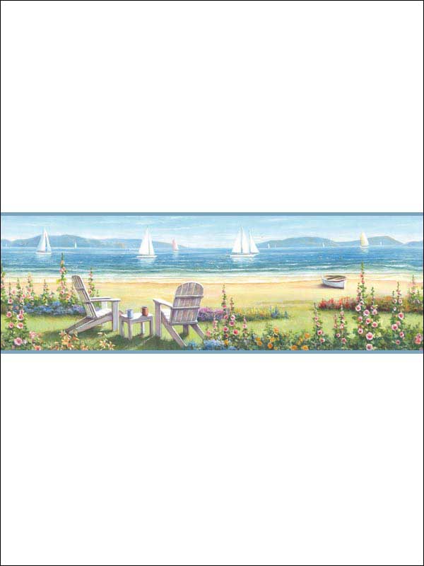 Barnstable Seaside Portrait fabric in blue color - pattern number 3120-20021B - by Chesapeake in the Sanibel collection