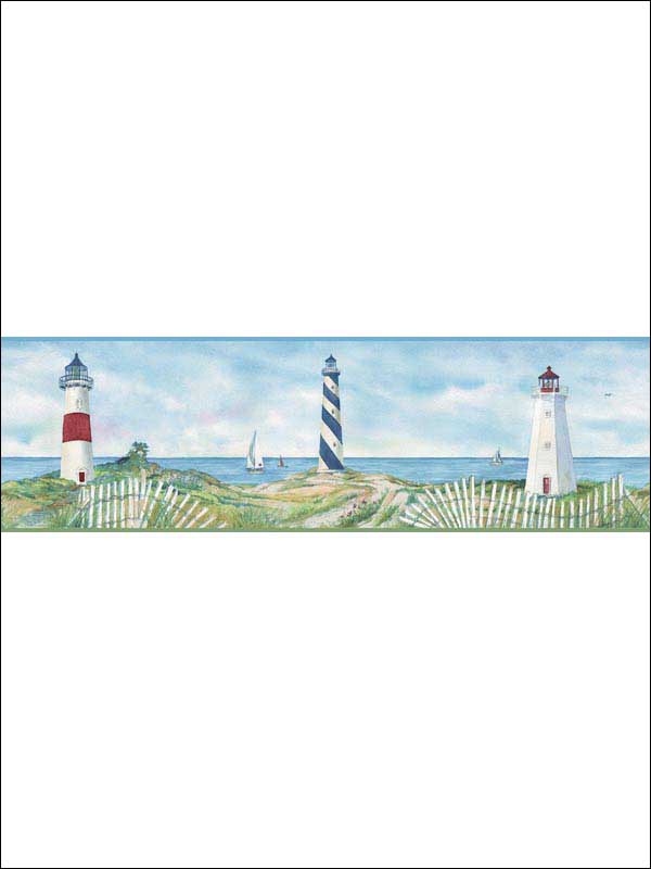 Eugene Lighthouse fabric in blue color - pattern number 3120-46071B - by Chesapeake in the Sanibel collection