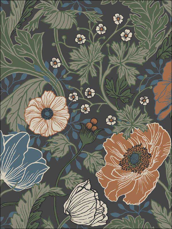 Anemone Floral fabric in multicolor color - pattern number 2948-33003 - by A Street Prints in the Spring collection