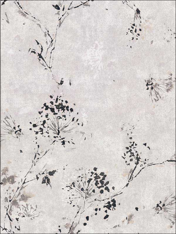 Misty Distressed Dandelion fabric in grey color - pattern number 2904-00303 - by Brewster in the Fresh Start Kitchen and Bath collection