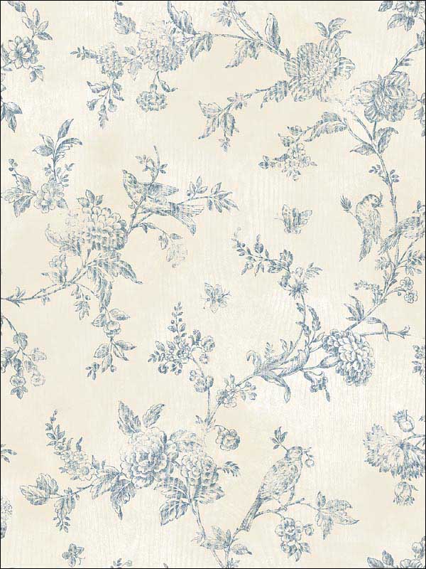 French Nightingale Trail fabric in blue color - pattern number 2904-02192 - by Brewster in the Fresh Start Kitchen and Bath collection