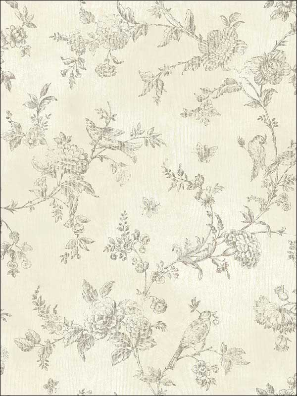 French Nightingale Trail fabric in cream color - pattern number 2904-02193 - by Brewster in the Fresh Start Kitchen and Bath collection