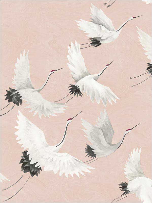 Windsong Bird wallpaper in pink color - pattern number 2904-24305 - by Brewster in the Fresh Start Kitchen and Bath collection