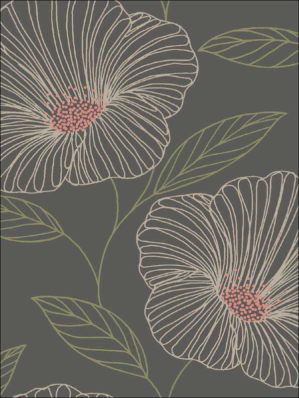 Mythic Floral wallpaper in brown color - pattern number 2904-24319 - by Brewster in the Fresh Start Kitchen and Bath collection