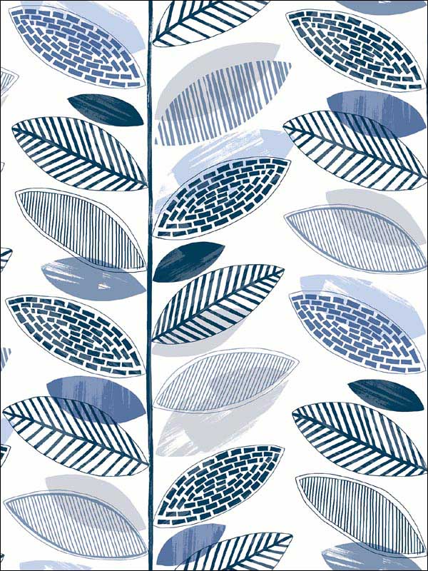 Nyssa Leaves wallpaper in blue color - pattern number 2904-25682 - by Brewster in the Fresh Start Kitchen and Bath collection