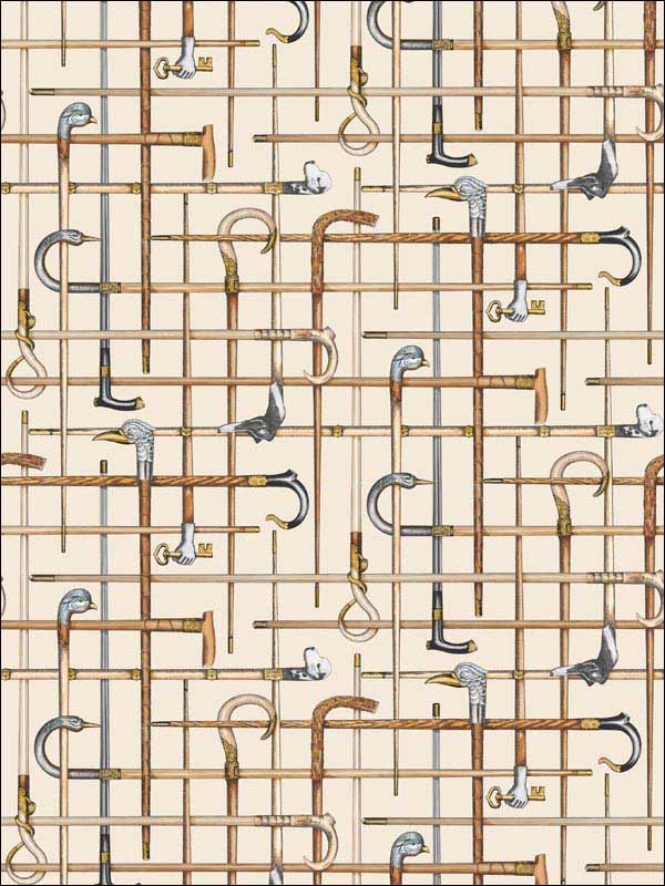 Bastoni fabric in cream color - pattern number 114/14026.CS.0 - by Cole and Son in the Fornasetti Senza Tempo collection