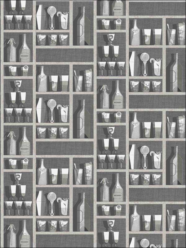 Cocktails fabric in soot snow color - pattern number 114/23045.CS.0 - by Cole and Son in the Fornasetti Senza Tempo collection