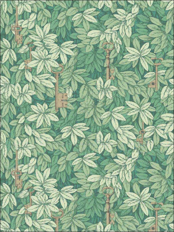 Chiavi Segrete wallpaper in forest color - pattern number 114/26050.CS.0 - by Cole and Son in the Fornasetti Senza Tempo collection