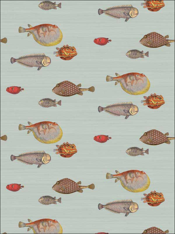 Acquario fabric in print room blue color - pattern number 97/10030.CS.0 - by Cole and Son in the Fornasetti Senza Tempo collection