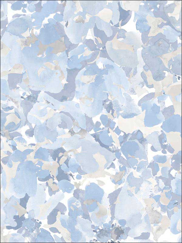 Bloom wallpaper in blue beige grey color - pattern number FW36825 - by Patton Norwall in the Fresh Watercolors collection