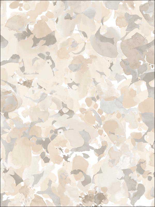 Bloom wallpaper in beige brown color - pattern number FW36827 - by Patton Norwall in the Fresh Watercolors collection