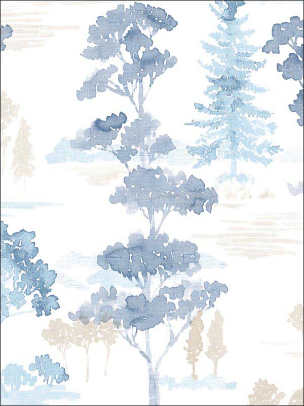Forest fabric in beige blue color - pattern number FW36831 - by Patton Norwall in the Fresh Watercolors collection