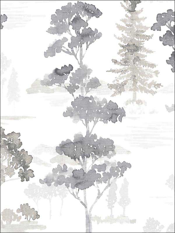 Forest fabric in black grey white color - pattern number FW36833 - by Patton Norwall in the Fresh Watercolors collection