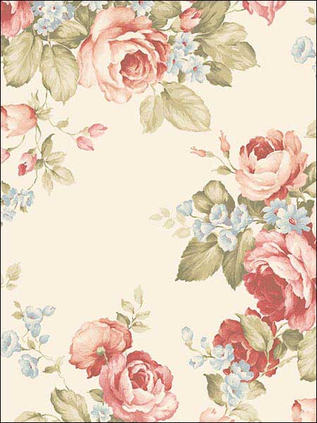 Grand Floral fabric in cream red blue green color - pattern number AB27614 - by Patton Norwall in the Flourish collection