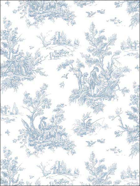 Toile fabric in blue color - pattern number AB27656 - by Patton Norwall in the Flourish collection