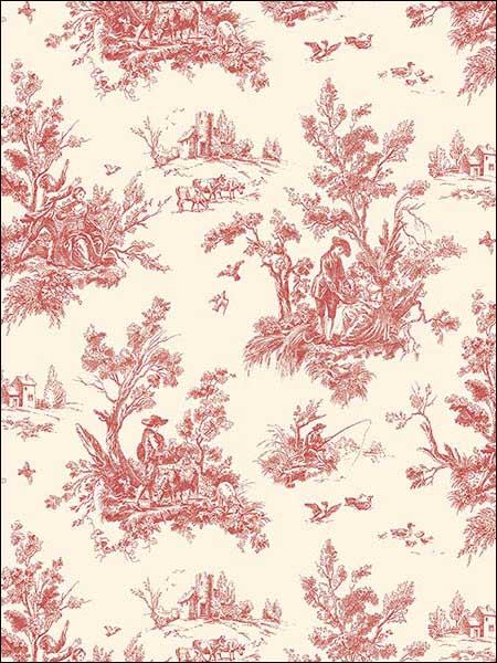 Toile fabric in red beige color - pattern number AB27657 - by Patton Norwall in the Flourish collection