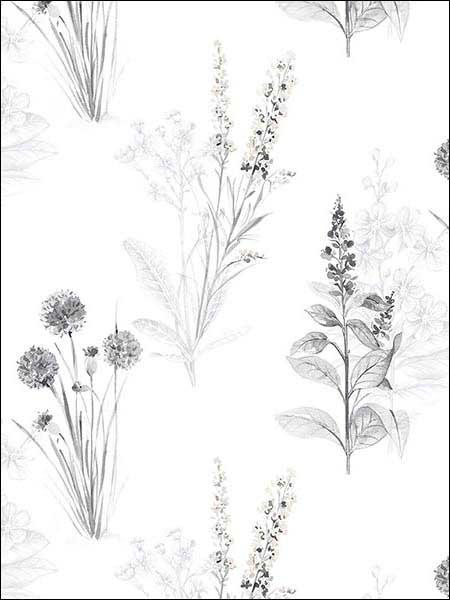 Flora fabric in grey black color - pattern number AB42443 - by Patton Norwall in the Flourish collection