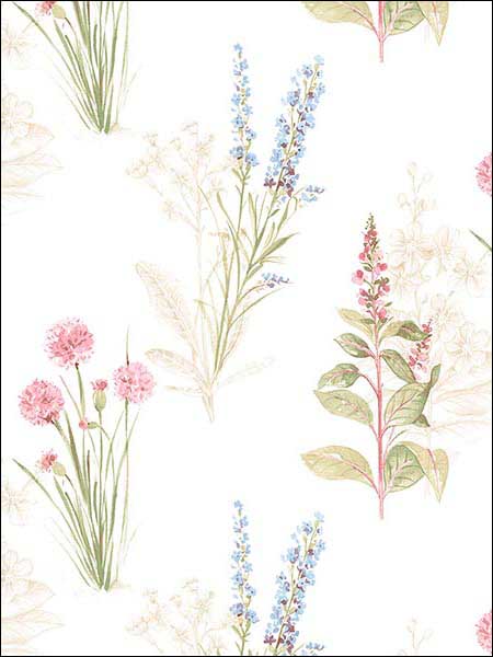 Flora fabric in cream blue pink color - pattern number AB42445 - by Patton Norwall in the Flourish collection