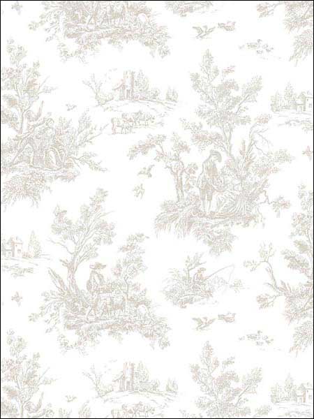 Toile fabric in taupe wool brown color - pattern number AF37704 - by Patton Norwall in the Flourish collection