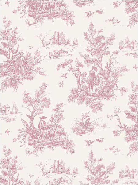 Toile fabric in plum burgundy cream color - pattern number AF37705 - by Patton Norwall in the Flourish collection