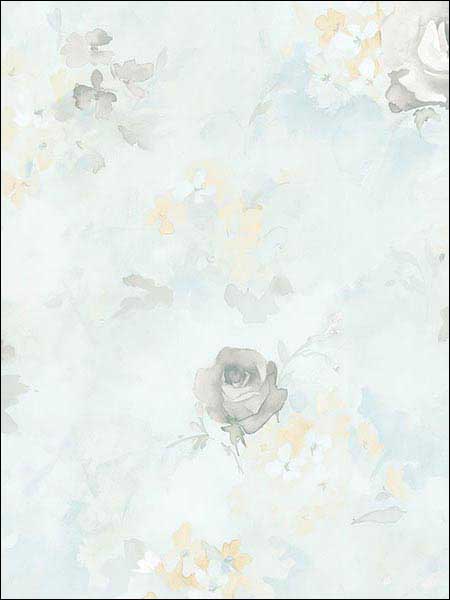 Morning Dew fabric in turquoise grey yellow color - pattern number AF37709 - by Patton Norwall in the Flourish collection