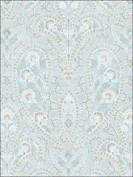 Ornamental fabric in blue grey color - pattern number AF37728 - by Patton Norwall in the Flourish collection