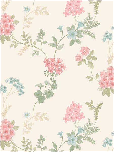Fern Floral fabric in pink green blue color - pattern number AF37734 - by Patton Norwall in the Flourish collection