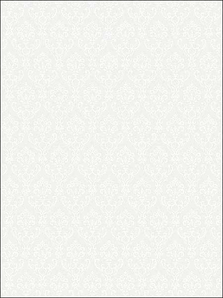 Small Damask wallpaper in pearl white color - pattern number SK34712 - by Patton Norwall in the Simply Silks 4 collection