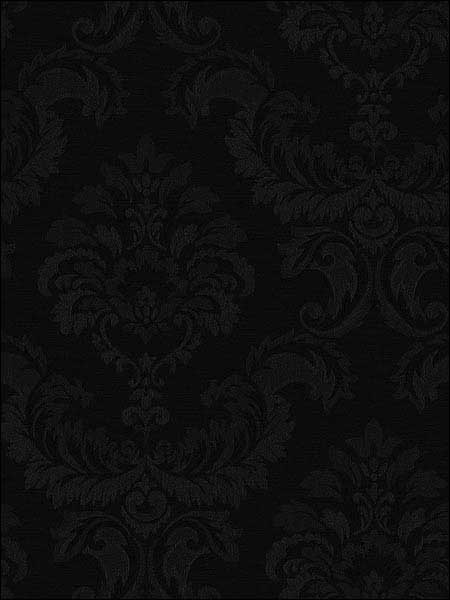Damask fabric in black color - pattern number SK34750 - by Patton Norwall in the Simply Silks 4 collection