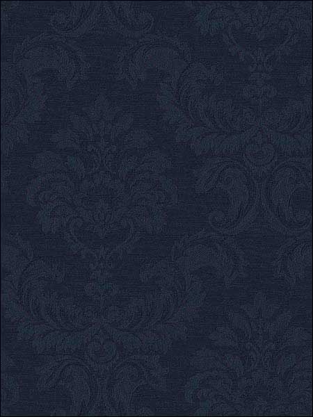 Damask fabric in navy blue color - pattern number SK34734 - by Patton Norwall in the Simply Silks 4 collection