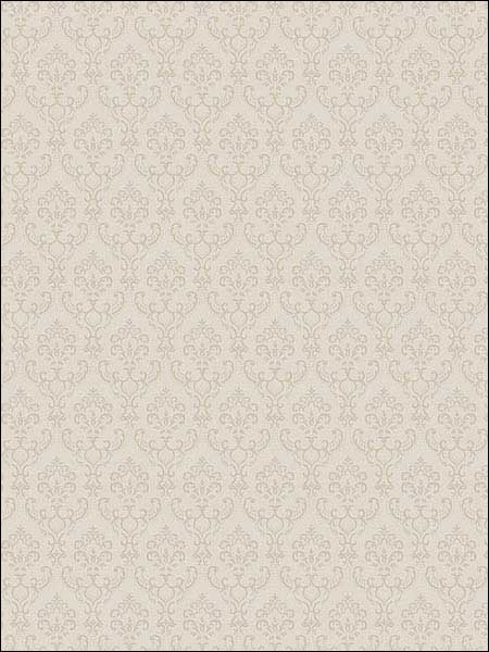 Small Damask wallpaper in beige color - pattern number SK34765 - by Patton Norwall in the Simply Silks 4 collection