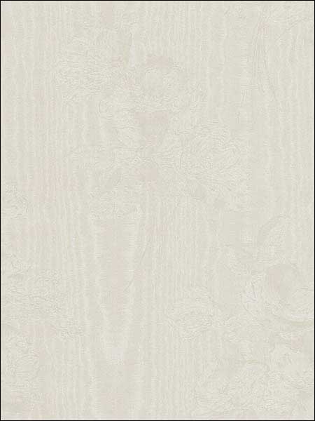 In Register Floral Moire wallpaper in pearl white color - pattern number SM30311 - by Patton Norwall in the Simply Silks 4 collection