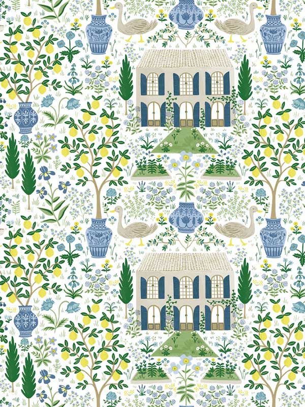 Camont fabric in blue and green color - pattern number RI5109 - by Rifle Paper Co in the Rifle Paper Co collection