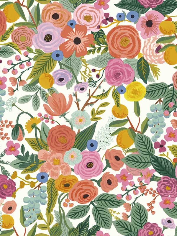 Garden Party fabric in coral and orange color - pattern number RI5119 - by Rifle Paper Co in the Rifle Paper Co collection