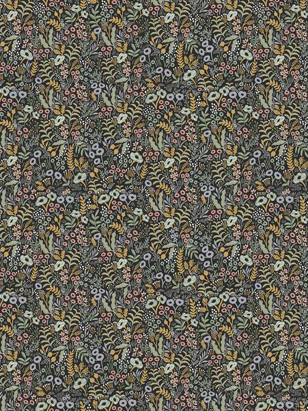 Tapestry fabric in black color - pattern number RI5124 - by Rifle Paper Co in the Rifle Paper Co collection