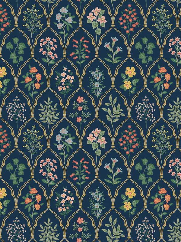Hawthorne fabric in navy color - pattern number RI5129 - by Rifle Paper Co in the Rifle Paper Co collection