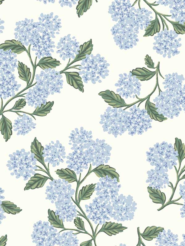 Hydrangea fabric in blue and white color - pattern number RI5143 - by Rifle Paper Co in the Rifle Paper Co collection