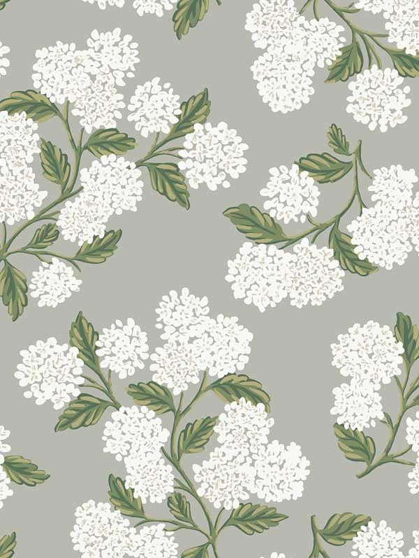 Hydrangea fabric in grey color - pattern number RI5144 - by Rifle Paper Co in the Rifle Paper Co collection
