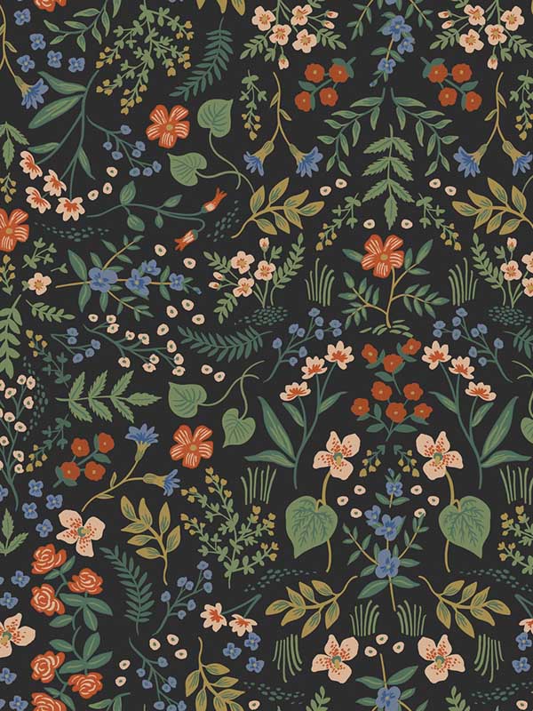 Wildwood fabric in black color - pattern number RI5158 - by Rifle Paper Co in the Rifle Paper Co collection